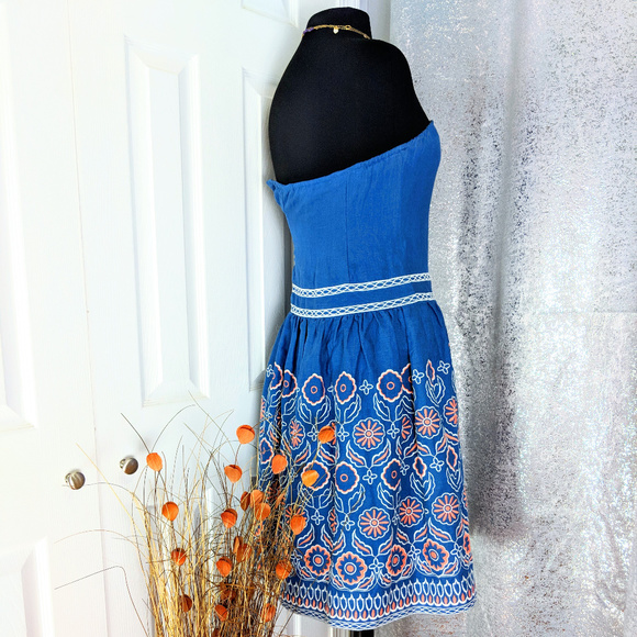 TOCCA Blue Strapless Dress Sz 6 - Picture 4 of 5